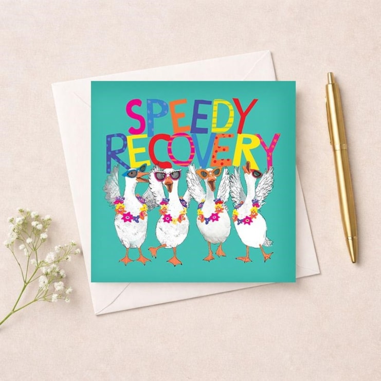 Get Well Soon Card - Speedy Recovery Geese