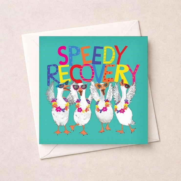 Get Well Soon Card - Speedy Recovery Geese
