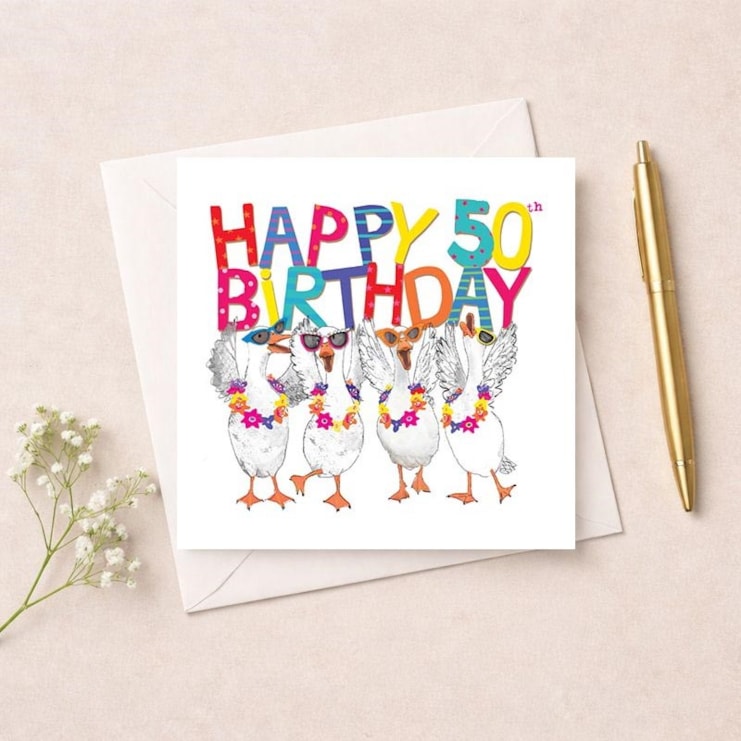 Age 50 Birthday Card - 50th Geese
