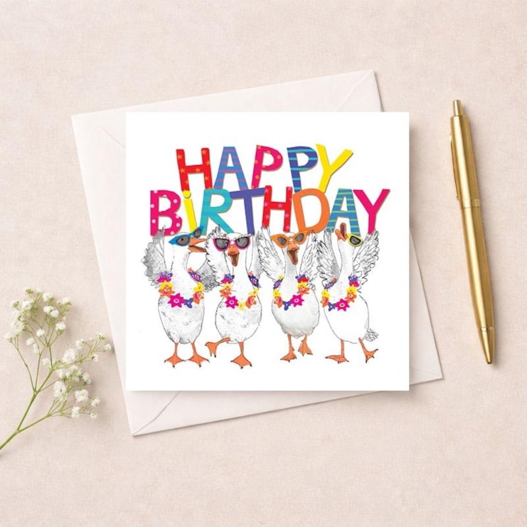 Birthday Card - Happy Birthday Geese