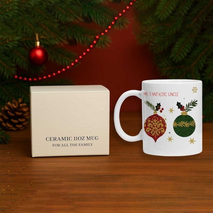 Personalised Christmas Mug - Christmas Baubles