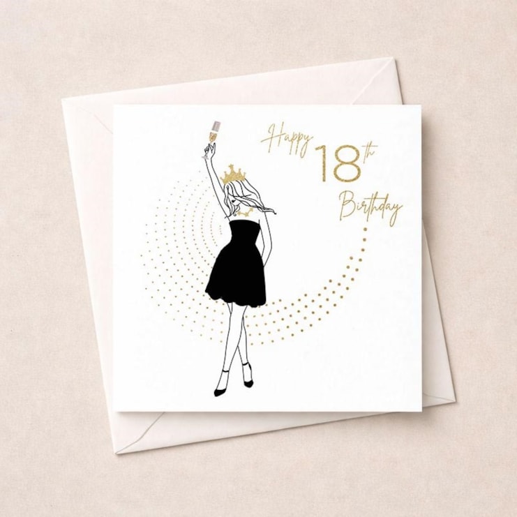 Age 18 Card - Lady With Drink