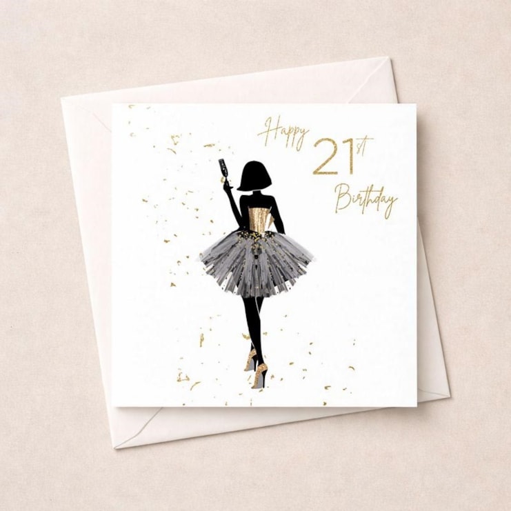 Age 21 Card - Lady With Drink Age 21 Card - Lady With Drink