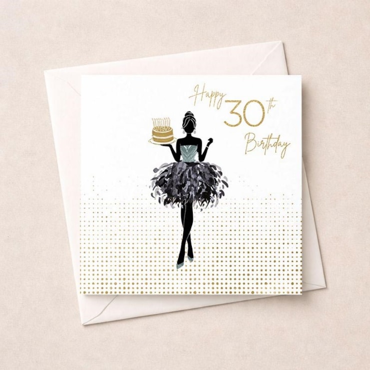 Age 30 Card - Lady With Cake