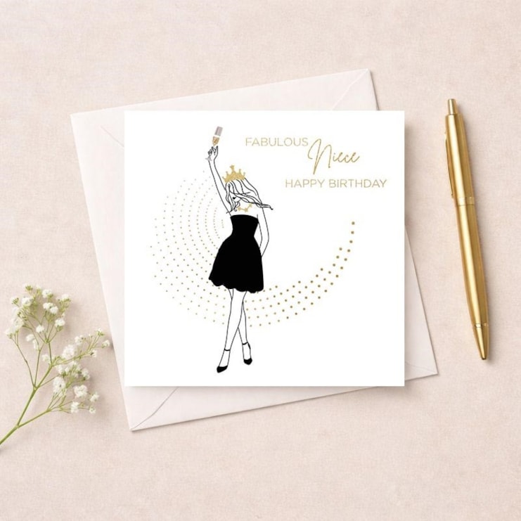 Niece Birthday Card - Lady With Drink Niece Birthday Card - Lady With Drink