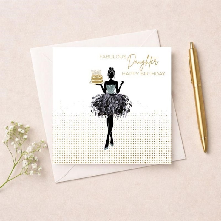 Daughter Birthday Card - Lady With Cake Daughter Birthday Card - Lady With Cake