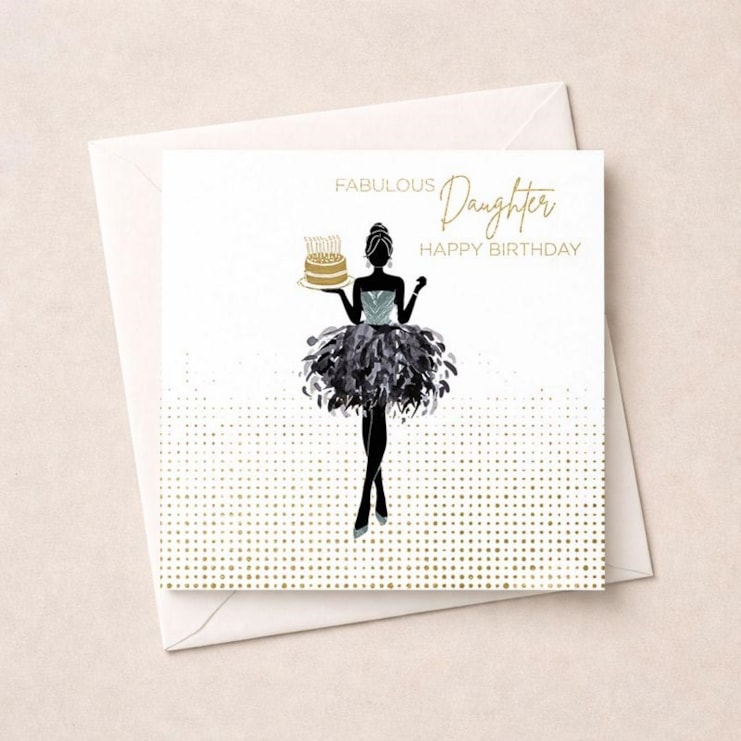 Daughter Birthday Card - Lady With Cake Daughter Birthday Card - Lady With Cake