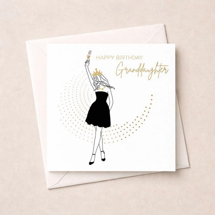 Granddaughter Birthday Card - Lady With Drink Granddaughter Birthday Card - Lady With Drink