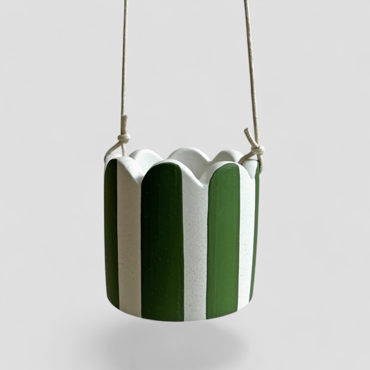 Hello Marilu Stripy Scalloped Hanging Plant Pots Hello Marilu Stripy Scalloped Hanging Plant Pots