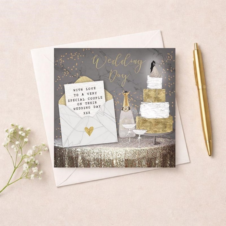 Wedding Day Card - Cake and Champagne