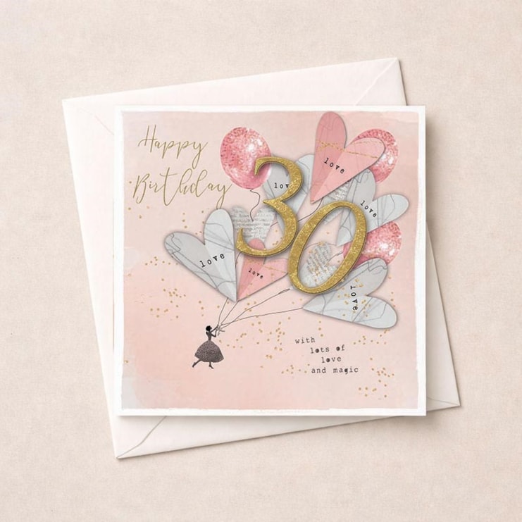 Age 30 Birthday Card - Heart Balloons Age 30 Birthday Card - Heart Balloons