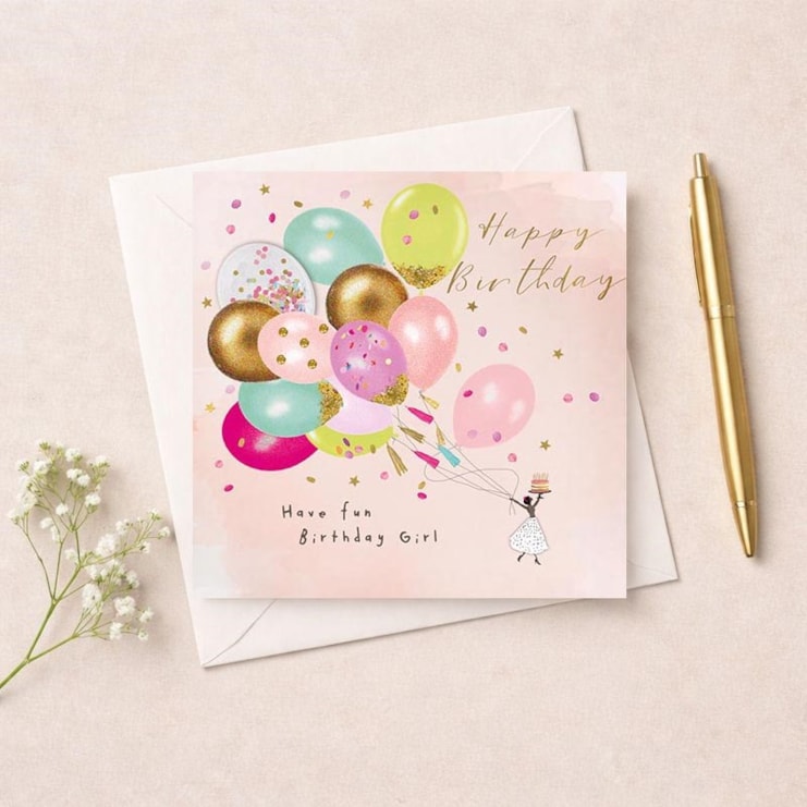 Birthday Card - Birthday Girls Balloons Birthday Card - Birthday Girls Balloons