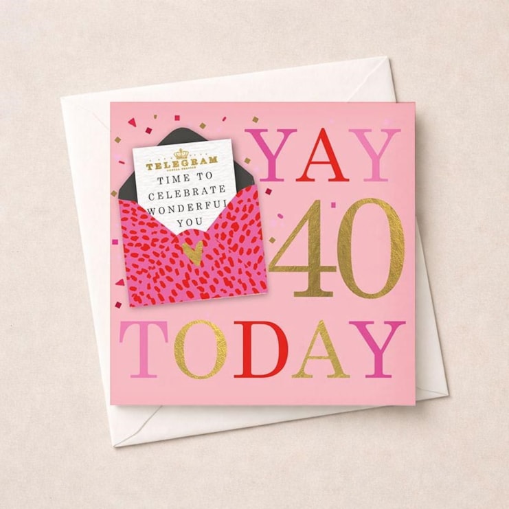 Age 40 Birthday Card - Yay 40 Today Age 40 Birthday Card - Yay 40 Today