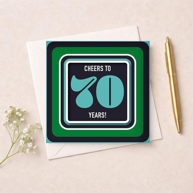 Beermat Age 70 Card - Cheers To 70 Years