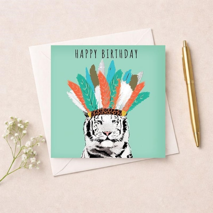 Birthday Card - White Tiger