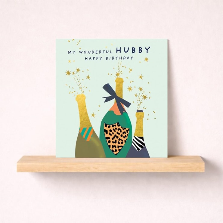 Husband Birthday Card - Popping Bottles