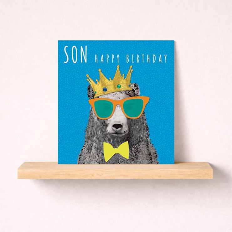 Son Birthday Card - King Bear