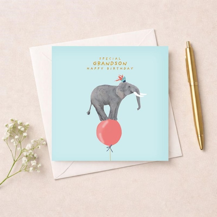 Grandson Birthday Card - Elephant Grandson Birthday Card - Elephant