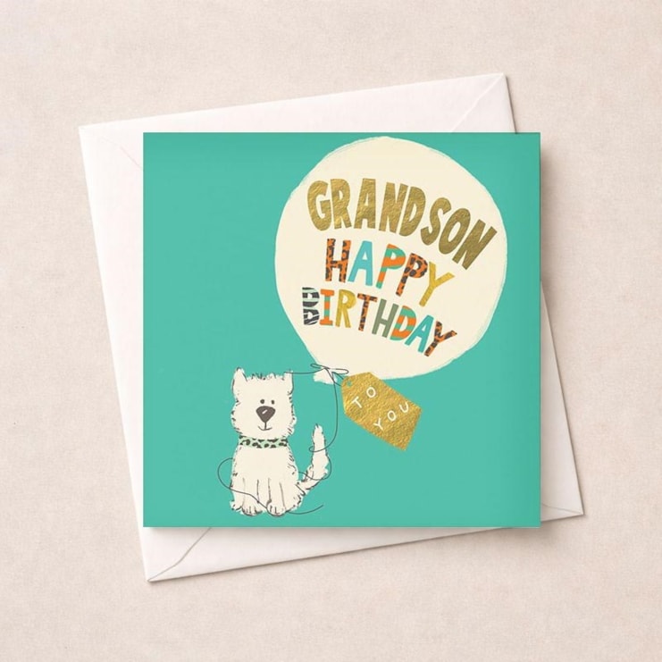 Grandson Birthday Card - Sweet Dog Grandson Birthday Card - Sweet Dog