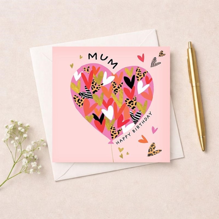 Mum Birthday Card - Heart Balloon