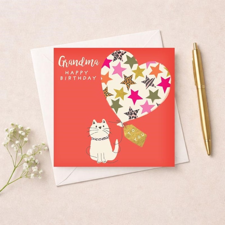 Grandma Birthday Card - Cat & Balloon Grandma Birthday Card - Cat & Balloon
