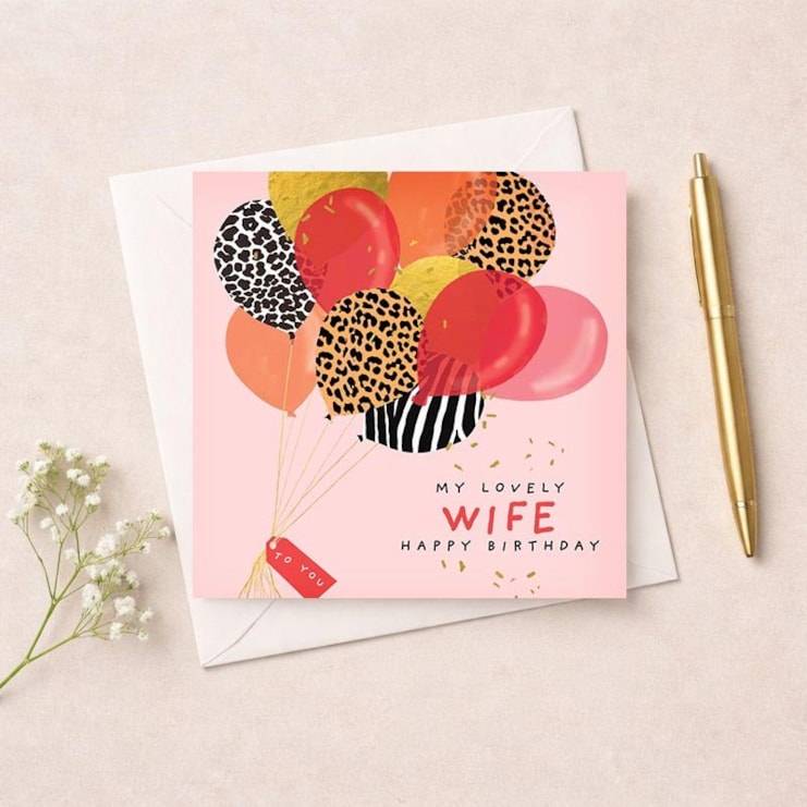 Wife Birthday Card - Bunch Of Balloons Wife Birthday Card - Bunch Of Balloons