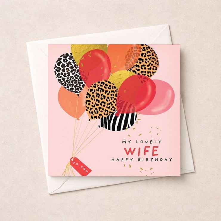 Wife Birthday Card - Bunch Of Balloons