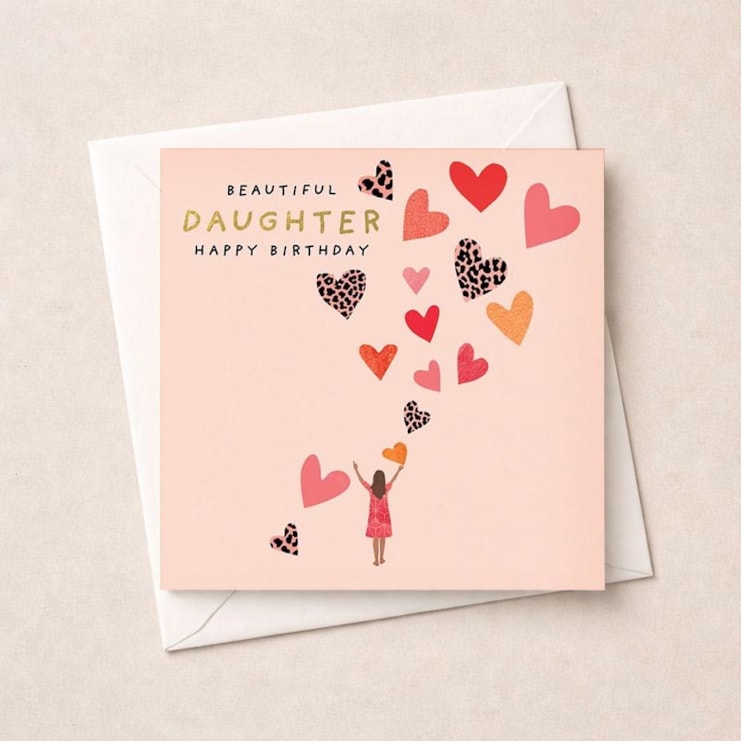 Daughter Birthday Card - Hearts