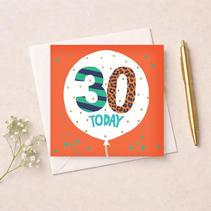Age 30 Birthday Card - Birthday Balloon