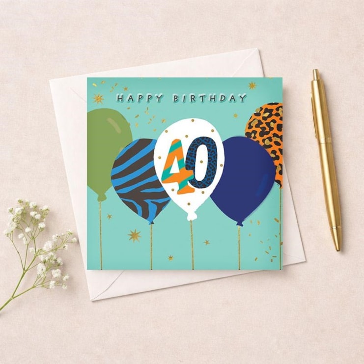 Age 40 Birthday Card - Birthday Balloons Age 40 Birthday Card - Birthday Balloons
