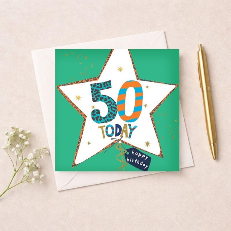 Age 50 Birthday Card - Star Balloon Age 50 Birthday Card - Star Balloon