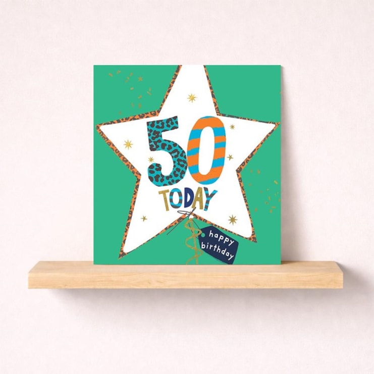 Age 50 Birthday Card - Star Balloon
