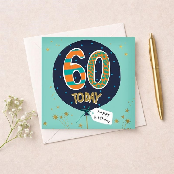 Age 60 Birthday Card - Birthday Balloon