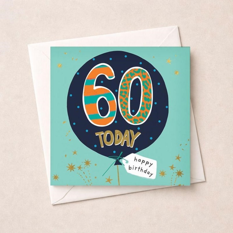 Age 60 Birthday Card - Birthday Balloon
