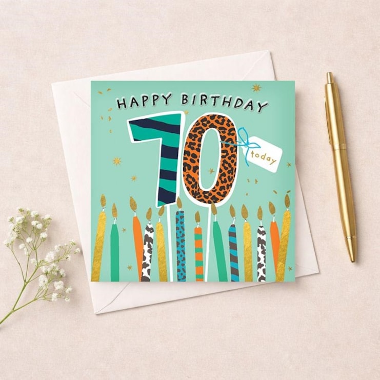 Age 70 Birthday Card - Birthday Candles Age 70 Birthday Card - Birthday Candles