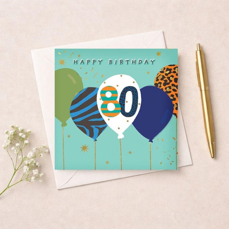 Age 80 Birthday Card - Bunch Of Balloons Age 80 Birthday Card - Bunch Of Balloons