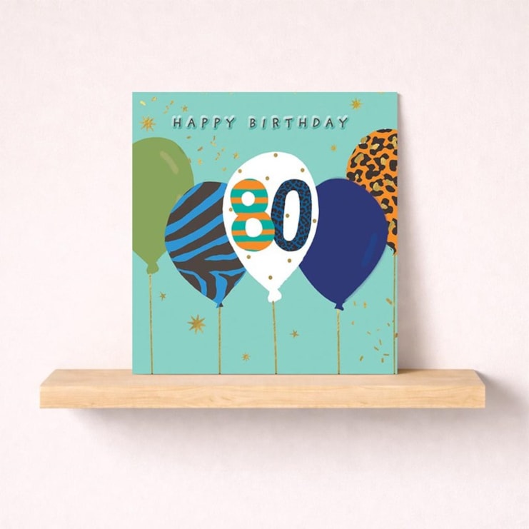 Age 80 Birthday Card - Bunch Of Balloons