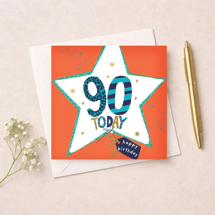 Age 90 Birthday Card - Star Balloon Age 90 Birthday Card - Star Balloon
