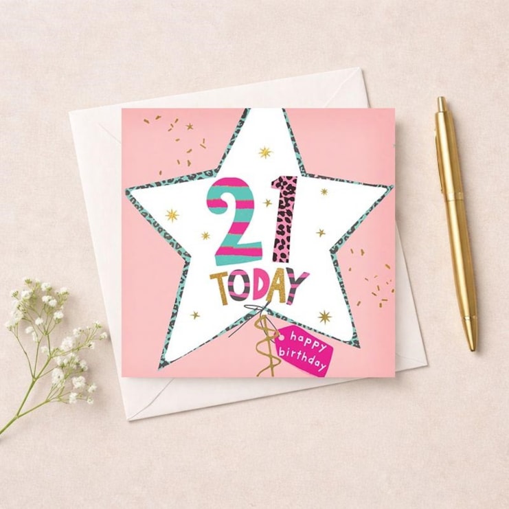 Age 21 Birthday Card - Star Balloon Age 21 Birthday Card - Star Balloon