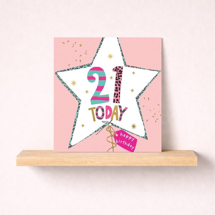 Age 21 Birthday Card - Star Balloon Age 21 Birthday Card - Star Balloon