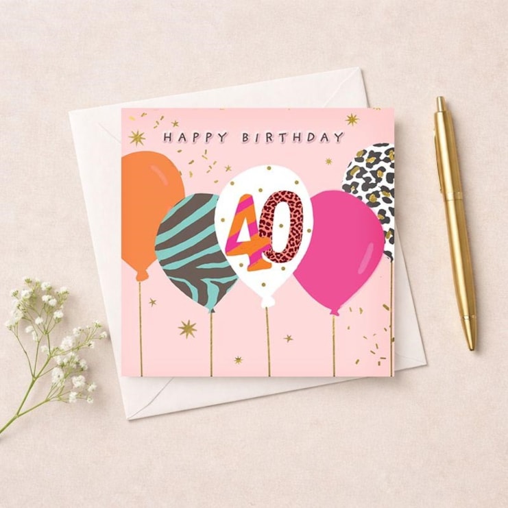 Age 40 Birthday Card - Birthday Balloons