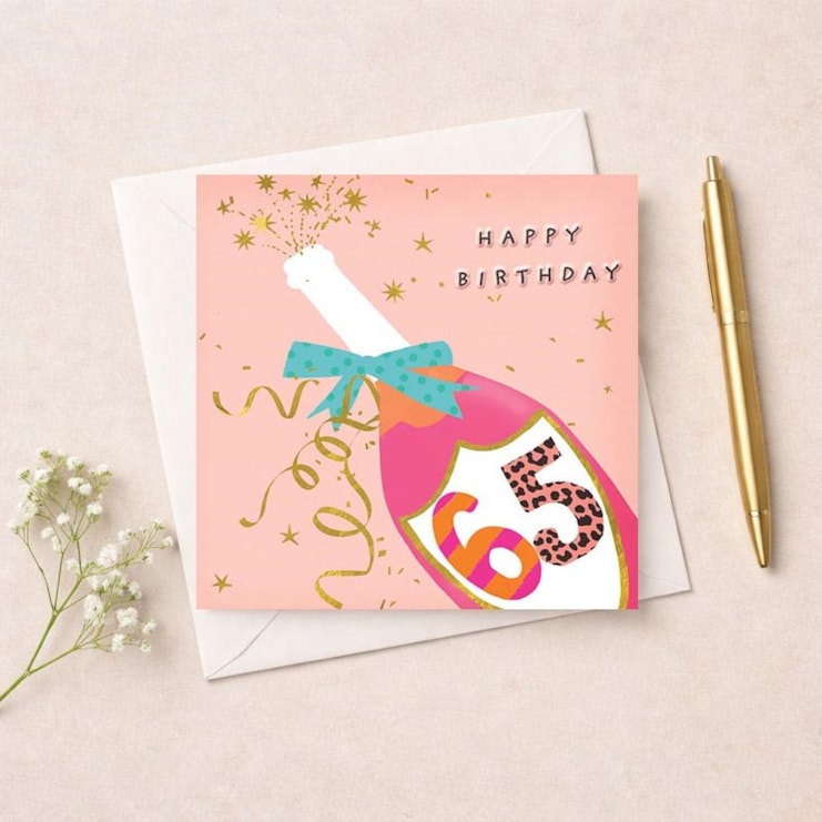 Age 65 Birthday Card - Bottle Of Bubbly Age 65 Birthday Card - Bottle Of Bubbly
