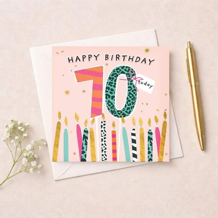 Age 70 Birthday Card - Birthday Candles