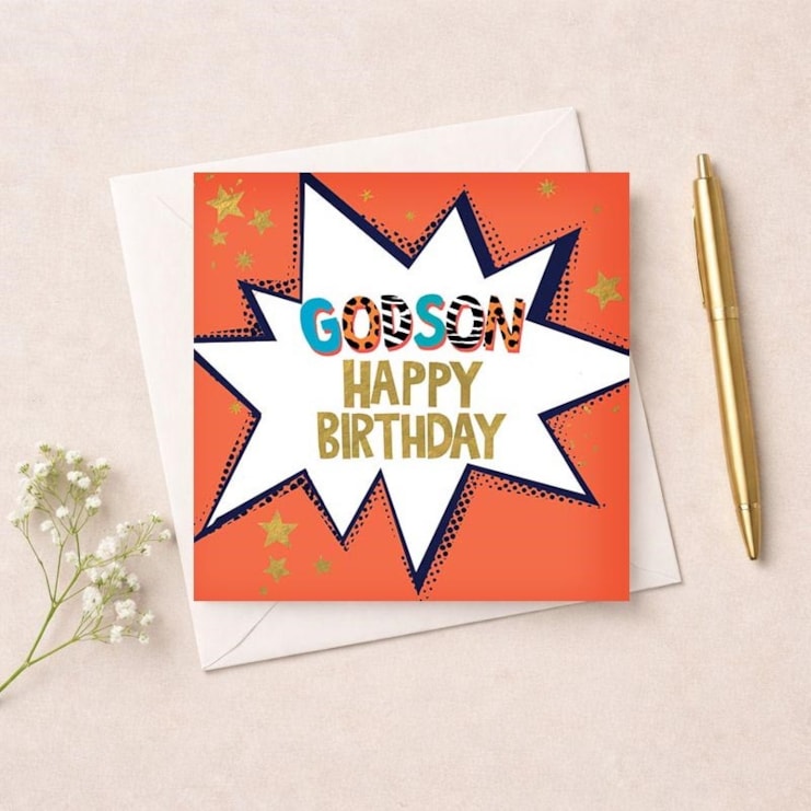 Godson Birthday Card - Spots & Stripes Godson Birthday Card - Spots & Stripes