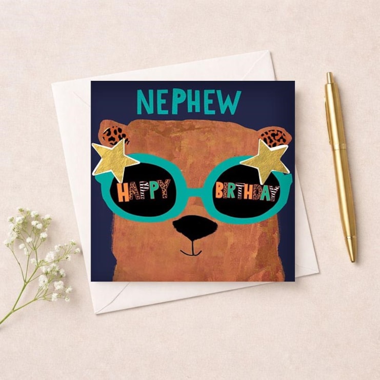 Nephew Birthday Card - Sunglasses Bear Nephew Birthday Card - Sunglasses Bear