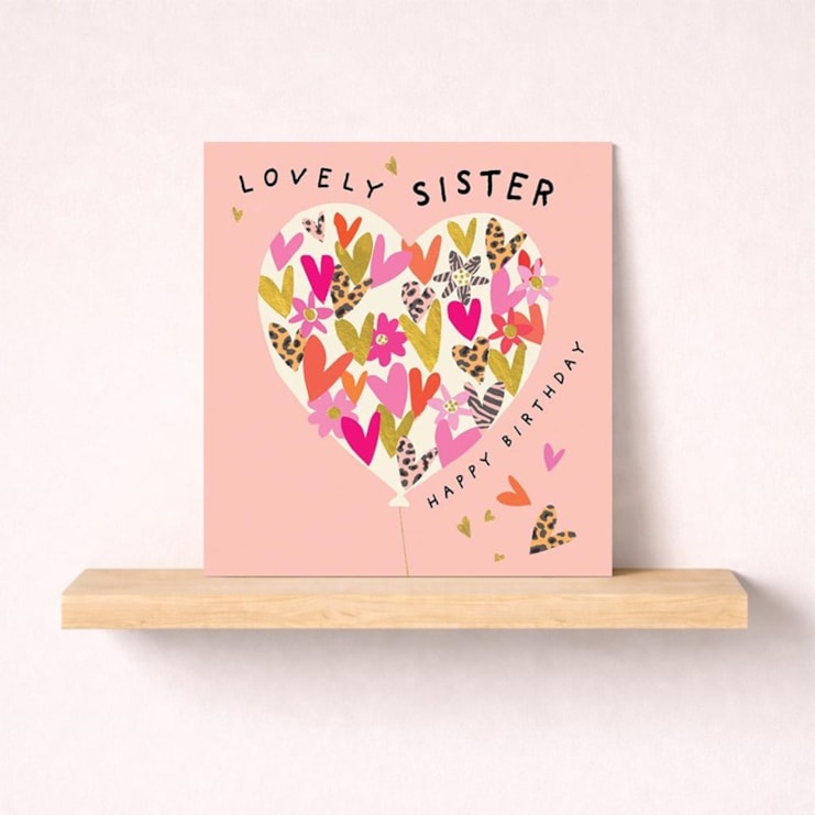 Sister Birthday Card - Balloon Of Hearts