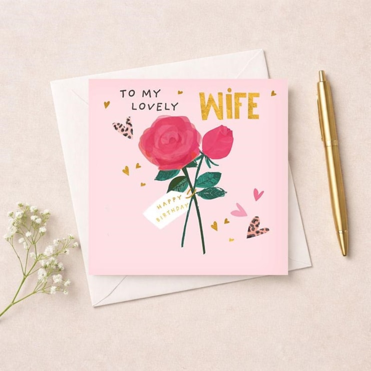 Wife Birthday Card - Rose