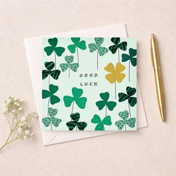 Good Luck Card - Four Leaf Clovers