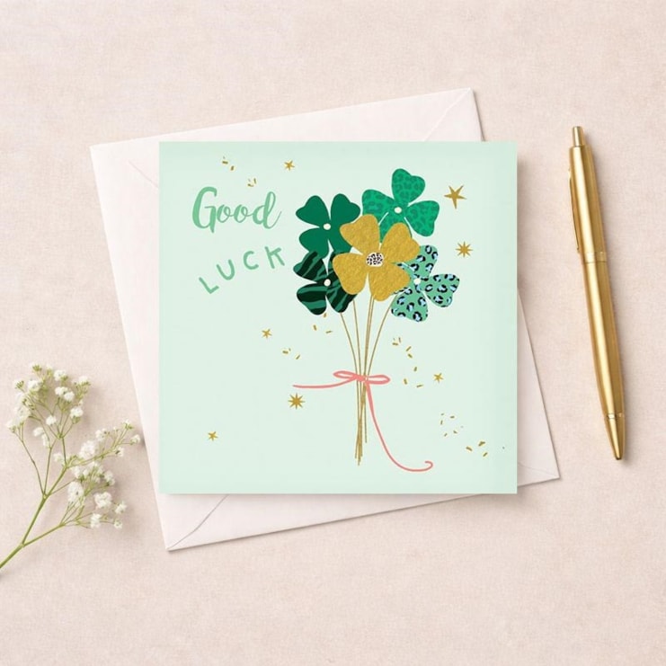 Good Luck Card - Four Leaf Clovers