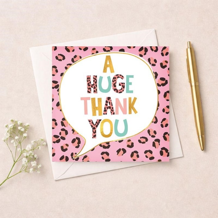 Thank You Card - Pink Leopard Print Thank You Card - Pink Leopard Print